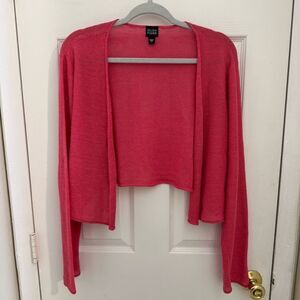 Eileen Fisher System 100% Linen Waterfall Cardigan Size Large Coral Pink Flowy